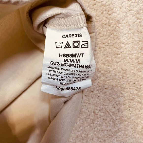 Wrangler Mens Medium Comfort Flex Short Sleeve Button Down Shirt Tan Khaki - Picture 6 of 6